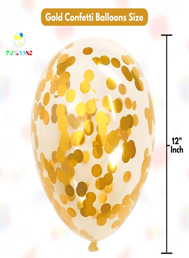 Flyloons Red Happy Anniversary Banner with Confetti Balloons Decoration Kit for Men Women 8 Pcs Gold Colour Confetti Meatallic Balloons Reusable Happy Wedding Anniversary Banner - Image 4